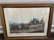 FRAMED Antique Large Engraving, Fores's Coaching Recollections, 1843  “pulling.. picture