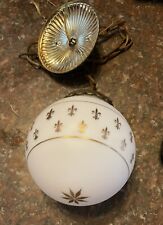 Vintage Mid Century Modern White Milk Glass Globe Hanging Ceiling Swag Light picture
