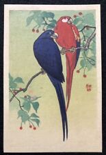 Woodblock Print Ohara Koson Shoson Two Parrots Shinsaku Ukiyo-E Shin-Hanga Flowe picture