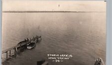 BOAT DOCK c1910 storm lake ia real photo postcard rppc iowa from the casino picture