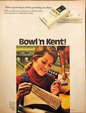 1972 Kent Cigarettes Vintage Print Ad Woman Looking at Bowling Score Sheet picture