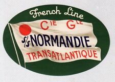 ss Normandie CGT French Line 1930's Original 6 inch Oval Luggage Label picture