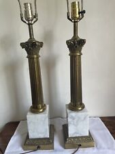Vintage MCM Hollywood Regency Brass & Marble Table Lamps 34