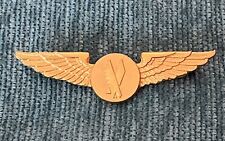 Vintage American Eagle Airlines Flight  Attendant Wings Pinback Gold Tone 2.5” picture
