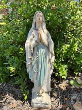 Vintage Our Lady of Lourdes Virgin Mary Catholic Plaster Statue 17” picture