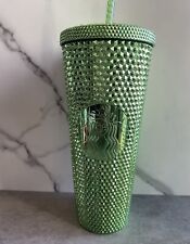 NEW Starbucks Holiday 2023 Green Metallic Bling Venti/24oz Cold Cup Tumbler picture