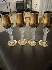 Vintage Bayel Bacchante Gold Nude Port Medeira Glass Made in France 6 5/8