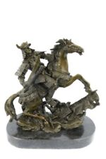Genuine Solid Bronze over metal Sculpture of Samurai on Horse Home Decoration De picture