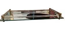 Vintage 1960S Mcm Mirror Vanity Tray Glass/Lucite Bars Tubes Brass Ends picture