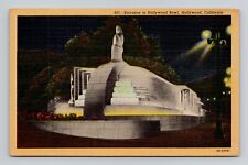 Postcard Hollywood Bowl Entrance at Night California CA, Vintage Linen M10 picture