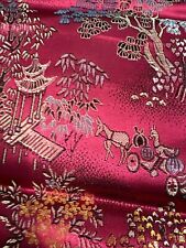 3 Yards Beautiful Pure Chinese Red Silk Brocade Patterned Fabric 100x30 Inches picture