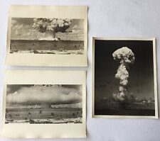 Lot of 3 Photos 1940s Nuclear Bomb Bikini Atoll Mushroom Cloud Press Photos?  picture