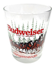 Vintage Budweiser Clydesdales Holiday Drinking Glass Winter Collectible 1989 picture