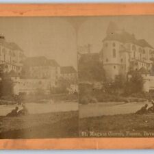 c1880s Fussen, Germany Real Photo St. Mang Abbey Stereo Card Magnus Church V21 picture