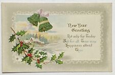 Vintage New Year Postcard, New Year Greeting, Divided Back, Embossed picture