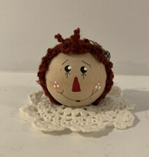 Raggedy Ann Wood Face Christmas Ornament With Skirt picture