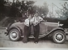 1931 Photo Model A Ford Handsome Guys Holding Cigarettes & Ukulele Gay Interest picture