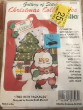 NIP BUCILLA 32803 “Tree With Packages” Counted Cross Stitch With Wood Frame KIT picture