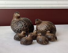 VTG 7-piece Quail Family Ceramic Figurines Made in Japan, Largest: 4