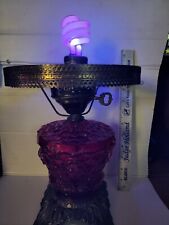 Vintage Ruby Red Rose Hurricane Boudoir GWTW Parlor Table Lamp Works No Shade  picture