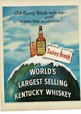 1952 OLD SUNNY BROOK Whiskey globe arctic ice cap art Vintage Ad  picture