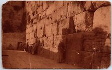 VINTAGE POSTCARD PRAYING AT THE WAILING (WESTERN) WALL JERUSLAM POSTED 1924 picture