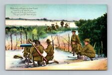 Postcard c1910s WW1 Era Soldiers Machine Gun Poem Girl You Left Behind Z14 picture