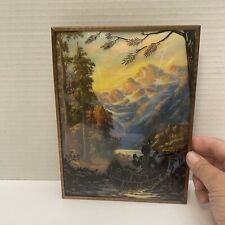 Vintage Reverse Painted Silhouette on Convex Glass depicting Native American picture