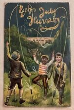 Antique Postcard Rare, Interracial Group Of Boys Celebrate 4th Of July, Saxony picture