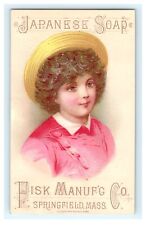 Fisk Manufg Co. Japanese Soap Springfield MA Girl in Straw Hat Card c1880s picture