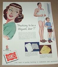 1940s print ad - Hanes mens underwear CUTE boy family art & Calvert boxer dog AD picture