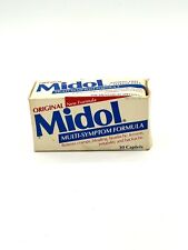 Vintage Midol Bottle With Box & Papers, 30 Caplets, Exp 1991, Prop Only picture