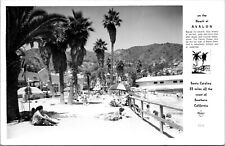 RPPC Avalon Beach Santa Catalina CA Sunbathers Volleyball Palms Frasher Postcard picture