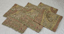 Six Large Dinner Napkins, Cotton, Flower, Leaf, Paisley Print, Pink, Light Green picture