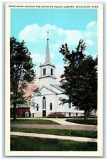 c1930's Trinitarian Church And Boynton Public Library Templeton MA Postcard picture