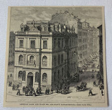 1872 magazine engraving ~ AMERICAN BANK AND PLACE BEL AIR Geneva,Switzerland picture
