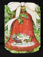 Vintage Christmas Card Christmas Bell Sleighride Hawthorne Sommerville 1960s-70s picture