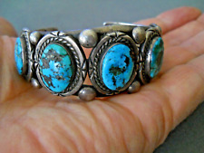 OLD Southwestern Native American Navajo Turquoise  Sterling Silver Bracelet 89g picture