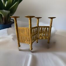 Vintage Antique Brass FourArm Candle Holder*Christmas Themed picture
