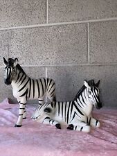 Large Vintage Black & White Zebra Horse Ceramic Porcelain Animal Figurine picture