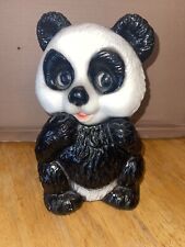 Vintage Large Chalkware Chalk Panda Bear Piggy Bank 12 In Tall picture