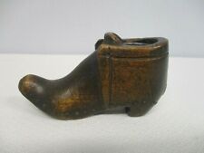 ANTIQUE TREEN CARVED WOOD SHOE CHARLES HORNER CHESTER STERLING THIMBLE HOLDER  picture