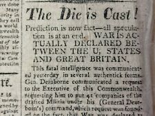 Newspapers-War of 1812-THE DIE IS CAST 1st NEWS, WAR DECLARED BY JAMES MADISON picture