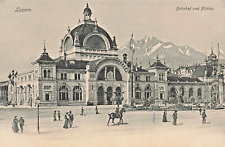 LUZERN SWITZERLAND~BAHNHOF und PILATUS~1900s PHOTO  POSTCARD picture
