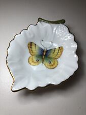 Anna Weatherley Designs Handpainted Butterfly Small Leaf Shaped Trinket Dish picture