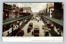 New York City NY, The Bowery & Elevated Road Antique, Vintage Souvenir Postcard picture