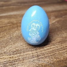 Rare 1999 Governor's Egg Hunt Easter Egg Wooden Vintage Small Pastel Blue 1.5 In picture