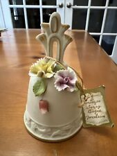 Antique Ivory Bisque Porcelain Mission Bell With Flower Design (imperfect) picture
