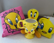 Vintage Warner Bros. Looney Tunes Tweety Bird Plush Pillow Bath Mitt Mug Set-4 picture