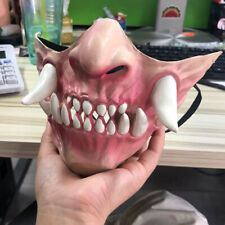 Japanese style Prajna mask, half face horror latex hood picture